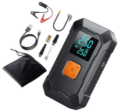 YUGSHNKFC Gonfleur de Pneu de compresseur d ' air sans Fil pour vélos de Voiture équipement de Sport Comprend avec Adaptateur d ' Alimentation LED gonflage de Pneu de vélo Rechargeable
