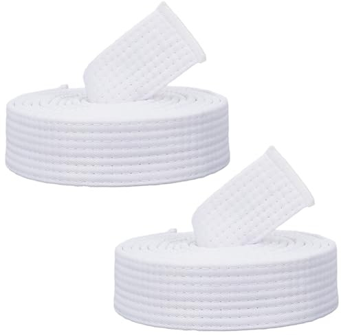 CREATCABIN 2 Stück Weißer Jiu Jitsu Gürtel Polyester Geeignet Für Judo Karate Taekwondo Aikido Uniformen Ranglistenplätze Langer Weicher Universal Gürtel Für Erwachsene Sporttrainingsausrüstung 280cm
