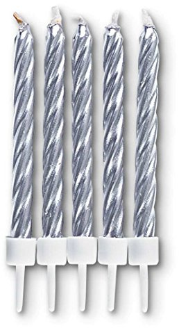 Staedter – Juego de Velas con Soporte, 7,5 cm, Plateado, 30 x 7.5 x 30 cm