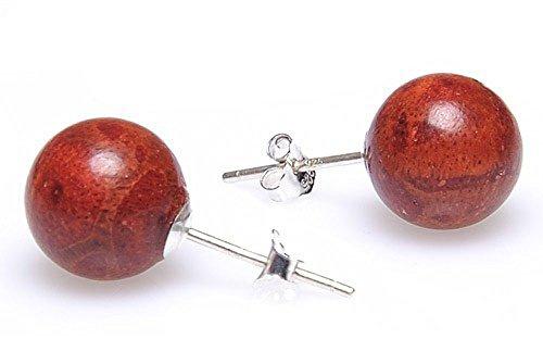 Ohrstecker aus Koralle Schaumkoralle Ø8mm 925 Silber Ohrschmuck Kugel rot-braun