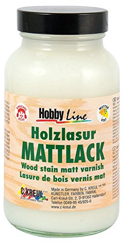 KREUL 78260 - Mattlack für Holzlasur, 250 ml Glas, transparenter Überzugslack für durchgetrocknete Aufmalungen mit Holzlasur, für Innen und Außen
