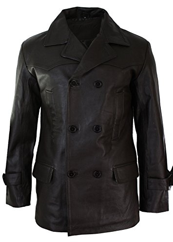 Infinity Herren Lederjacke 100% Echtleder 3/4 Doppelt Breasted Mantel Jaken Klassisch