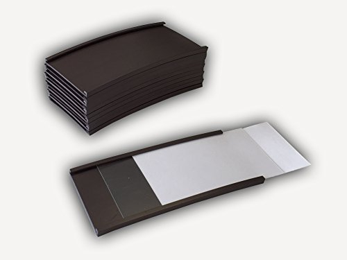 100 Stück magnetische C-Profil Etikettenhalter 50 mm hoch x 100 mm lang mit Kartonstreifen und PVC-Klar-Streifen