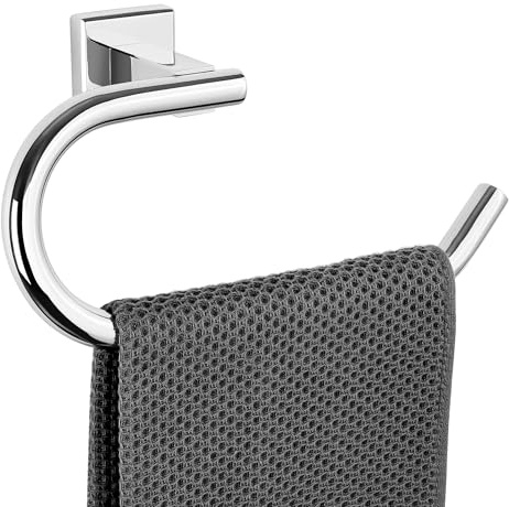 SAYAYO Chrome Towel Ring Hand Towel Holder Wall Mounted, Towel Rail for Bathroom Toilet Paper Holder, SUS304 Stainless Steel Waterproof & Rustproof