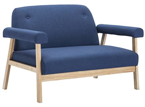 vidaXL Sofa 2-Sitzer Blau Stoffsofa Polstersofa Loungesofa Sessel Sitzmöbel