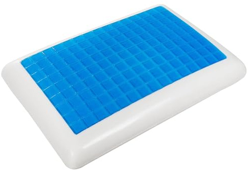 Beliani Orthopädisches Kissen 40x60 Memory Foam Gel Aloe Vera rechteckig Weiß/Blau Emin