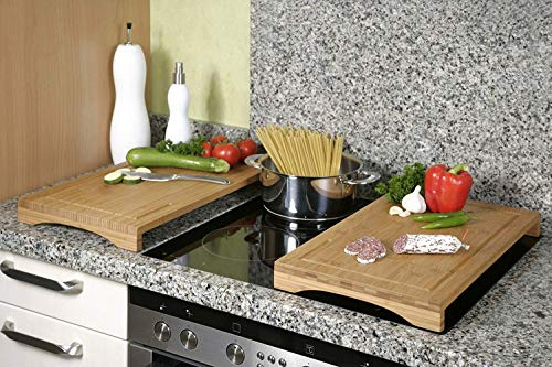 Neustanlo Schneide- & Abdeckplatte 2er Set | Edition 2 Bambus | FSC® Holz 54x28x4 cm | Herdabdeckung & Schneidebrett | robust, hygienisch & messerschonend