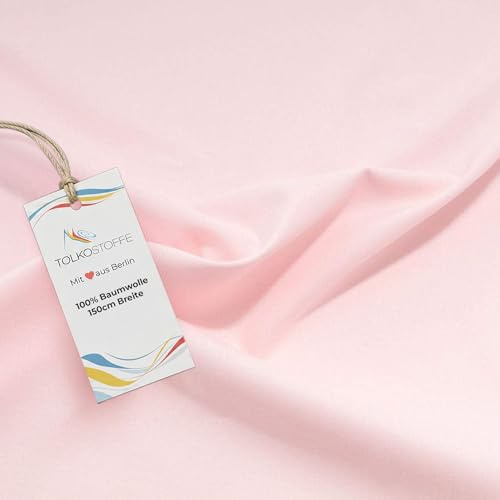 TOLKO 50cm Baumwollstoff Meterware uni | Popeline Stoff aus ÖkoTex Baumwolle in leuchtenden Farben | Kleiderstoff Dekostoff Vorhangstoff Bezugsstoff Patchwork Kinder Stoffe zum Nähen (Soft Rosa)