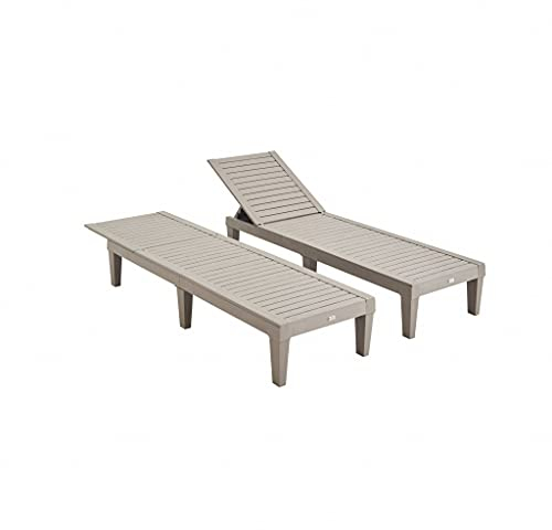 Alice's Garden - 2er Set Sonnenliegen PIA, Multipositionsliege aus Kunststoff, Taupegrau