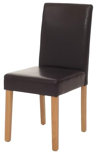 Mendler Esszimmerstuhl Littau, Küchenstuhl Stuhl, Kunstleder - braun, helle Beine