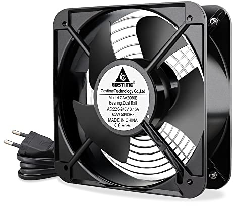 GDSTIME Lüfter 230V 200mm x 60mm 220V Dual Kugellager 200mm AC Axiallüfter | lüfter 200mm 230v 200x200 lüfter 220v ac fan 370 CFM für Belüftung Auspuff Lüfteraustausch