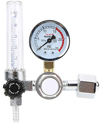 Argon Flowmeter Regulator, Argon CO2 Mig Tig Flow Meter Gas Regulator Gauge All Brass Argon Pressure Reducer Gas Flowmeter Welding Gas Regulators G5/8 Male Thread