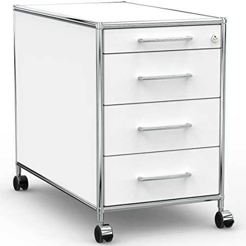 SYSTEM8X Rollcontainer 05801-80cm - 4 Schubladen Holz Weiss