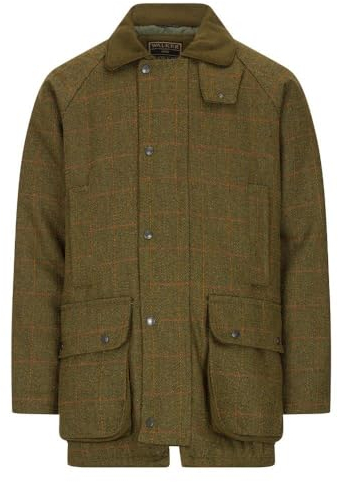 WALKER AND HAWKES Herren Country-Jacke aus Tweed - für die Jagd geeignet - Dunkles Salbeigrün - Größe L (44-46)