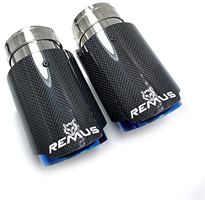 Auspuffblende 1 STÜCK Auto-Auspuff-Schwanzrohr glänzend Carbon-End-Ende-blaue Edelstahl-gerader Schalldämpfer-Tipp mit Fit-Verwendung for BMW F30 Auspuff Endrohr (Color : 63-76mm)