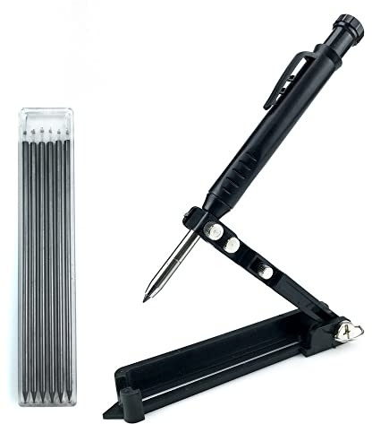 Multi-Function Graffiti Tool Woodworking Graffiti Line Measuring Tool DIY Scribing Contour Gauge Copying Gauge Taker, Scribing Ruler Construction Pencil Great for Woodworking Architect (Black)