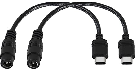 XMSJSIY 5V 3A DC 5.5mm x 2.1mm Female to USB Type-C Power Charge Cable 2PCS | DC 5521 to USB-C Connector Power Cord Extension Cable for Laptop mobilephones LED Desk Lamp Small Fan