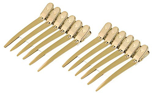 Haarspange Combi Clip Curl Clips Haarclips 12 Stück 9 cm, Hair Clips Combi Haar Klammer Abteilklammern Friseur Haarclips Entebill Haarspangen Styling Salon Werkzeug(Gold)