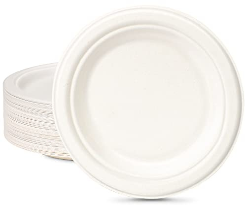 GREENESAGE Einwegteller 100 Stück Pappteller 18CM Weiß Rund klein Einmalteller Einweggeschirr Zuckerrohr Einweg Geschirr Partyteller Biologisch Abbaubares Einmalgeschirr Pappteller 100 Stück | Rund Einmalteller Einweggeschirr Zuckerrohr Einweg Geschirr Partyteller Biologisch Abbaubares Einmalgeschirr Pappteller