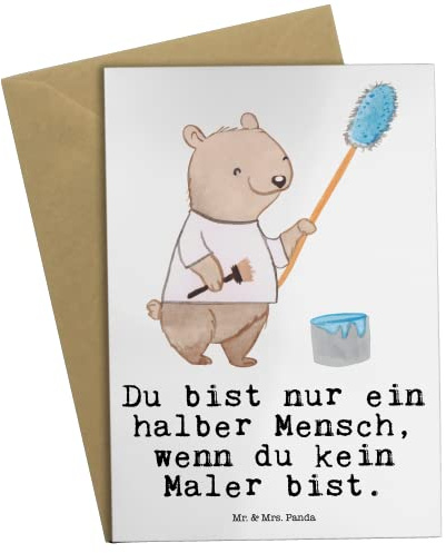 Mr. & Mrs. Panda valentinstagskarte Maler Herz - Geschenk, Grußkarte, Witzig, einladungskarten, babykarte, Malermeister, Spruch, osterkarte, osterkarten, Malerbetrieb, weihnachtskarten, Lustig