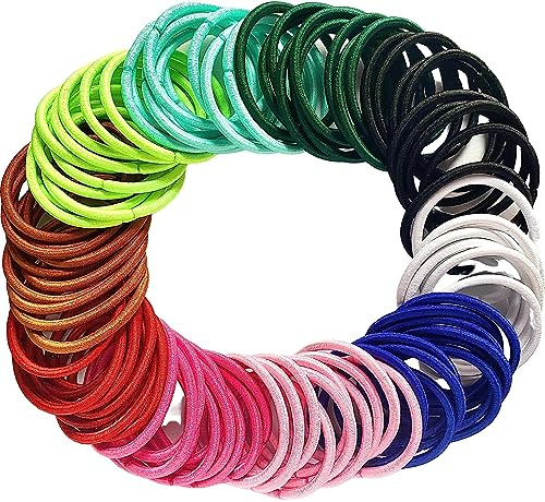 Lavema Haargummis 100 Stück – Elastische Haarbänder in 10 Farben für Damen & Mädchen | 4,5 cm Durchmesser, 4 mm stark | Haarschonend & ohne Metall für Alltag, Schule & Sport