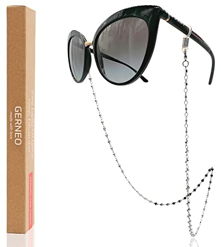 GERNEO® – Porto – Premium Brillenkette Damen & Brillenband Damen in diversen Farben – 18 Karat vergoldet in Silber – Unisex für Lesebrille & Sonnenbrille
