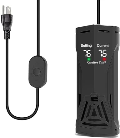Carefree Fish 200/300/500/800W Aquarium PTC Ceramic Heater Dual Independent Chips Dual Overheat Protection Dual Water Level Sensors for Freshwater and Saltwater No Cooking Fish
