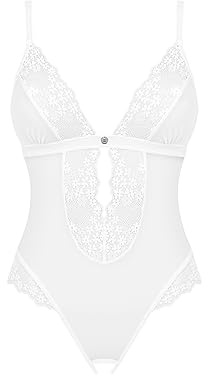 Selente Love & Fun verführerisches Damen Dessous-Set aus Ouvert-Body & Satin-Augenbinde, made in EU, Weiß-Ouvert, Gr. XL-XXL