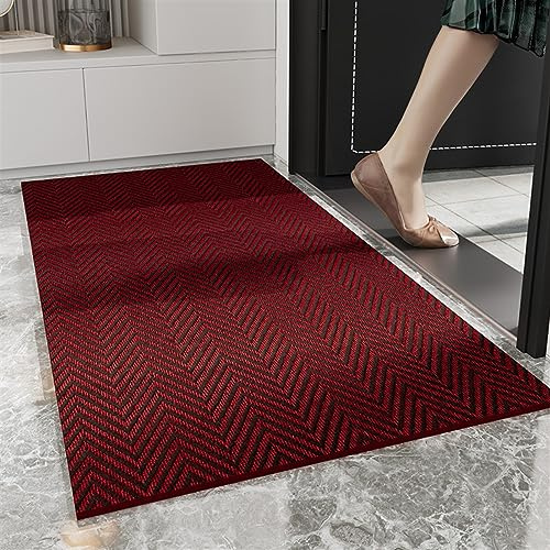 Heavyoff Felpudo de Entrada, Alfombra Exterior para Puerta, Antideslizante, Lavable para Atrapar Suciedad para Interior y Exterior Vino Tinto A, 120x180cm