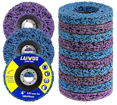 LAIWOO 10 Pack Strip Discs Rust Remover Wheel Stripping Wheel for Angle Grinder Paint Strip Wheel Quick Abrasive Discs Rust, Oxidation, Paint Remover (4'' x 5/8'')