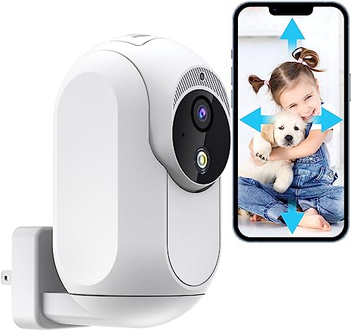 Panoraxy AI 2K Plug in Überwachungskamera innen, 360° WLAN IP kamera überwachung innen, Nachtsicht, Zwei-Wege-Audio, Bewegungserfassung, hundekamera mit app, Babyphone, kompatibel mit Alexa und Google