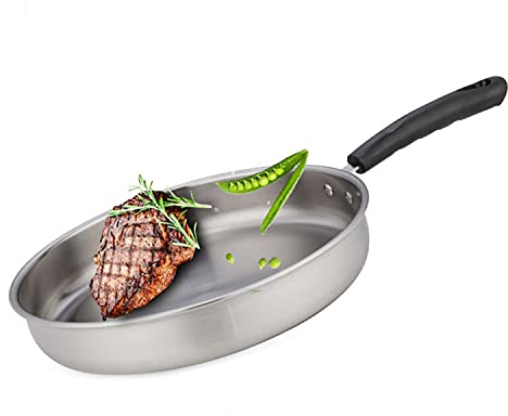 Sartén para huevos,sartén de hierro fundido, Sartén de acero inoxidable, sartén sin revestimiento, sartén Wok (color: acero inoxidable, tamaño: 10.6 in) (color: acero inoxidable, tamaño: 9.1 in) (Col