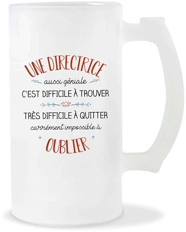 Planetee Chope de Bière Directrice aussi géniale | Idée Verre à bière Pinte Cadeau Apéro Noël Secret Santa Travail Boulot Retraite Anniversaire Humour