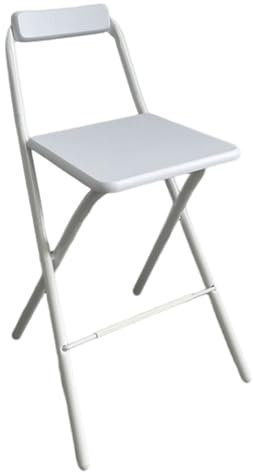 Sgabello pieghevole per colazione da cucina 60 cm, sgabello pieghevole da banco con schienale e poggiapiedi, sedia da bar pieghevole per ufficio, caffè, portata 120 kg (Color : White, Size : 60cm/24