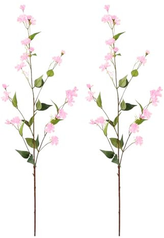 2 Crisantemos de Sauce Artificiales, Crisantemo de Sauce de Seda con Tallos Largos, Flores Falsas con Hojas de Sauce Verdes, Arreglo de Flores Falsas para Decoración de Bodas, Hogar, Oficina,(Rosa)