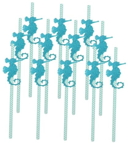 Healeved Pajitas De Papel Para Fiesta Forma De Caballito De Mar 12 Unidades Ecológicas Biodegradables Para Beber Batidos Cócteles Decorativas Para Eventos Infantiles y Adultos