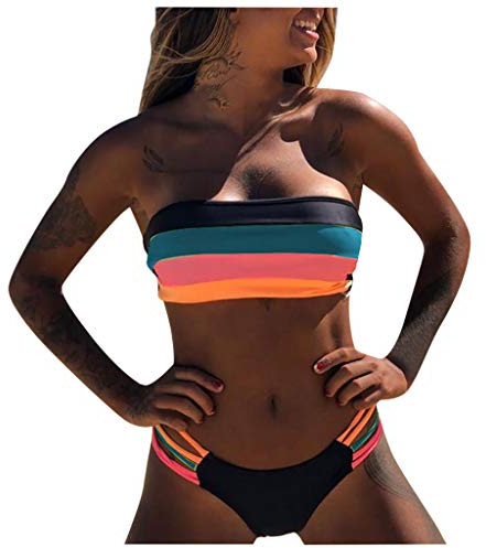Generico Sexy Costume da Bagno Bikini Donna Push-up Reggiseno Imbottito Spiaggia Bikini Set Beachwear Due Pezzi Mare e Piscina Tankini Sportivi Brasiliano Bikini Donna Tankini Donna Curvy