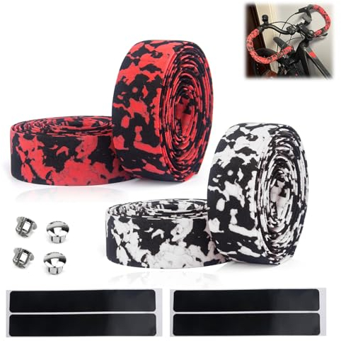 SNSYGN 4 Stück Lenkerband, Fahrrad Griff Rennrad Griffband Soft Breathable Lenkerbänder Rot Handlebar Tape für MTB und Urban Cycling