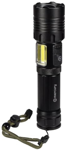 mercury | Rechargeable LED Flashlight: Rugged Water Resistant Metal Construction, Super Bright, and Versatile with 4 Lighting Modes, high, Low, Strobe & SOS