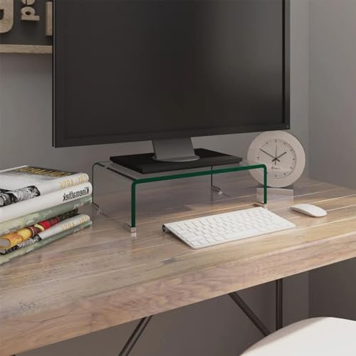 Buzaza Mobile/Rialzo Porta TV in Vetro Bianco 40x25x11 cm|Porta TV per Soggiorno,Mobile TV con Ripiano,Facilità di Montaggio
