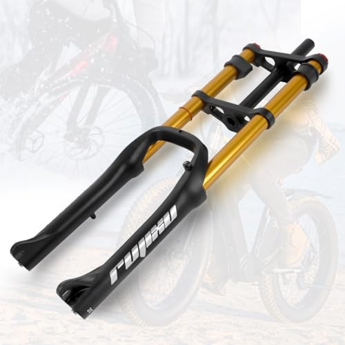 BSFHQS Horquilla Fat Bike 20x4.0 Tire 120mm Recorrido Freno Disco Horquilla De Suspensión De Bicicleta Eléctrica 1-1/8 Horquilla De Bicicleta De Montaña For BMX XC(Gold)