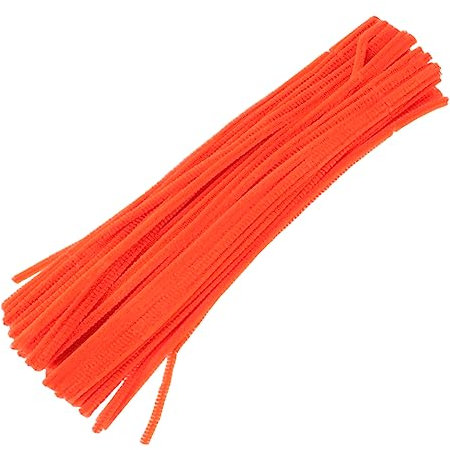 SEWACC 100stücke Flocking Sticks Für Junge Mädchen Flexible Plüschstäbe Orange Für Bastelprojekte Und Kreative Lernaktivitäten Für Frühkindliche Bildung Und Kunsthandwerk
