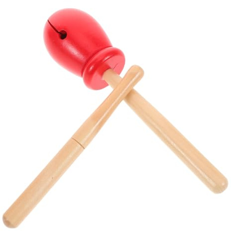 Holz Rhythmusblock 1 Satz mit Schlägel, Rotes Handperkussionsinstrument | Rhythmustraining, Leicht zu Lernen, Klarer Klang, 1 Paar, Kunstvolle Verarbeitung