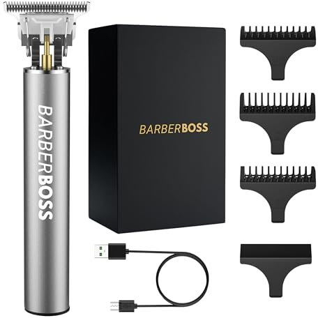 BarberBoss Tagliacapelli e barba ricaricabile per uomo - Precisione per la cura della barba e del viso, design senza fili, tagliacapelli per il viso, tagliacapelli per uomo ricaricabile