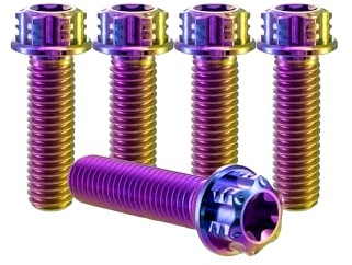 RISON-Titanium Titanschrauben M8x1.25x15mm, 5 Stück Flanschschraube Torx Kopf Flansch Schrauben Sechskantschrauben Gewindeschrauben GR5 Titanbolzen Befestigungen für Motorräder Fahrrad Auto