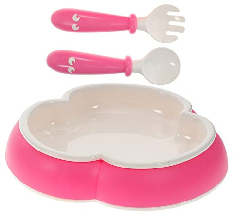 KAILIKETIY Babygeschirr Mit Saugnapf Schale Und Silikon Löffeln Für Kleinkinder Beikostgeschirr Babyschale Mit Gabel Für Selbstfütterung Training