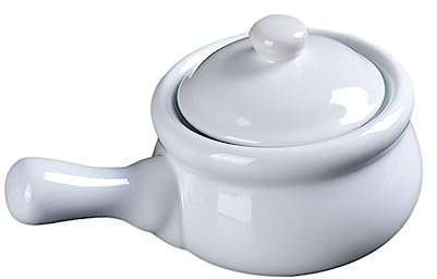 DECHOUS Casseruola in Ceramica Manico Della Pentola Rimovibile Pentola a Pressione Ciotole Di Zuppa Di Cipolle Francese Piatti Da Portata Isolati Pentola Calda Autoriscaldante Duo Bianca