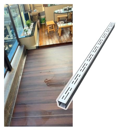 IYUESQ 2 m schmales Kanal-Abfluss-Set mit Metallgitter, Auffahrt-Entwässerungskanal-Systeme, robuste Grabenabläufe für Beton, Hof, Terrasse, Garage, Edelstahl (7 x 3 cm (2 4 5 x 1 1 8 Zol