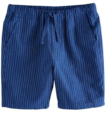 NEXT Jungen Einzeln Shorts mit elastischem Bund aus Leinen Marineblau gestreift 116