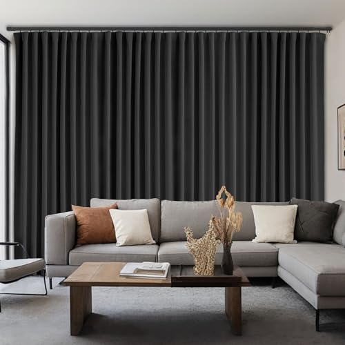 ABBRIGE Room Divider Curtains Blackout Soundproof, for Ceiling Track or Rod with Hooks, Extra Wide Curtains Room Separator for Wall Ceiling Mount Track, Privacy Floor to Ceiling Curtain, 1 Panel